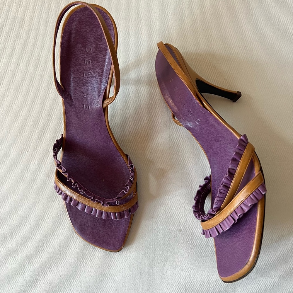Celine slingback ruffle purple and tan heel size 38 - Picture 4 of 9